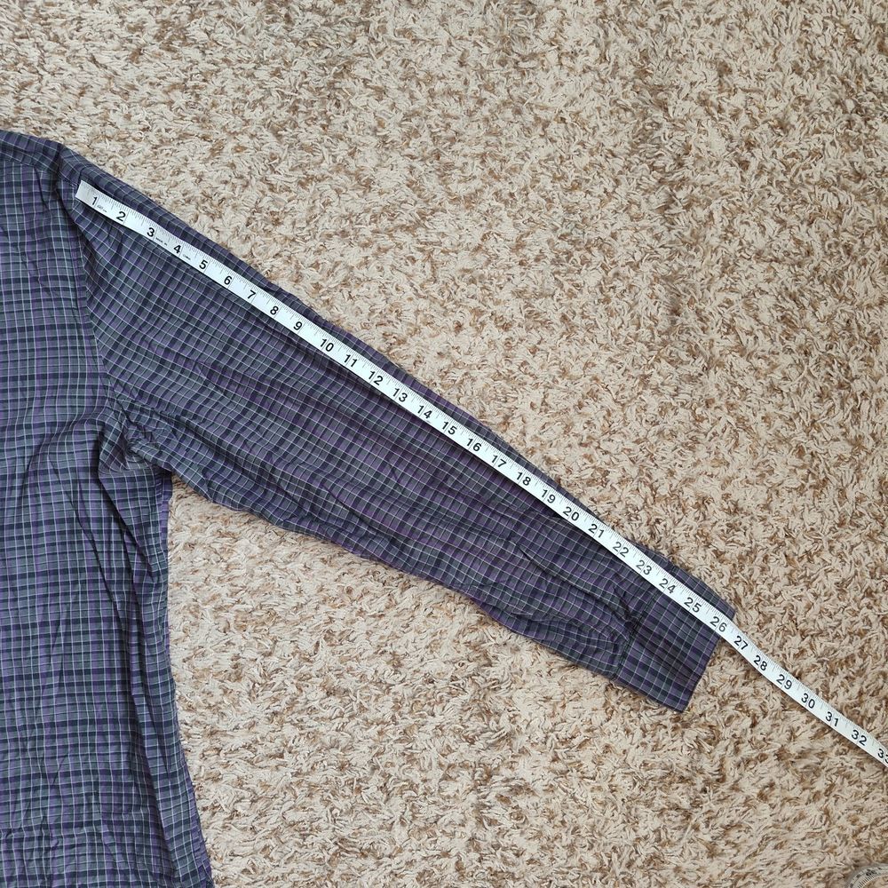John Varvatos USA Men Sz XL Gray‎ Purple Plaid Long Sleeve Button Up Shirt - Picture 9 of 11